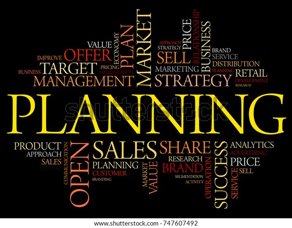 Planning Word Cloud Collage Business Concept Stock Illustration