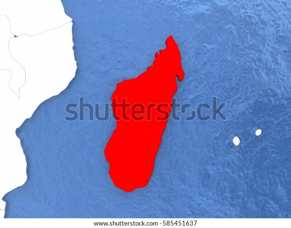 Political Map Madagascar Red 3d Illustration Stock Illustration