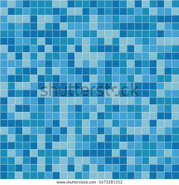 Pool Tile Seamless Pattern Blue Mosaic Stock Illustration 1673281312