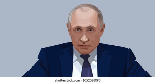 Portrait Vladimir Putin President Russian Federation Stock Vector