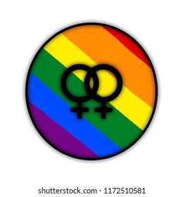 Rainbow Gay Couple Pride Flag Circle Stock Illustration