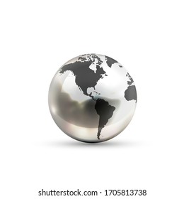 Realistic Metallic Earth Globe Icon American Stock Vector Royalty Free