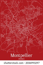 Red City Map Montpellier France Stock Illustration 2036993297