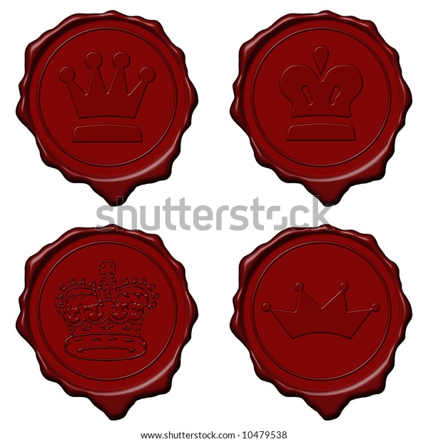 Red Royal Crown Wax Seal Collection Stock Illustration