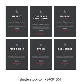 Red Wine Labels Premium Template Set Stock Illustration 670943044