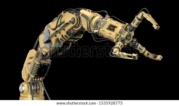 Robotic Arm Yellow Mechanical Hand Industrial Stock Illustration