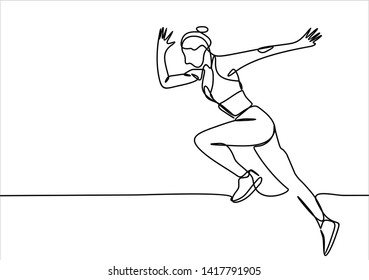 Continuous Line Drawing Woman Running Art Stock Vector Royalty Free