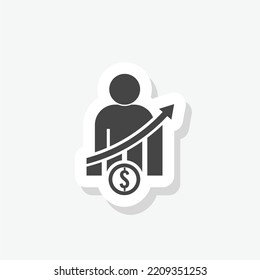 Salary Increase Icon Sticker Isolated On Stock Illustration