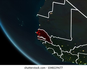 Satellite View Senegal Highlighted Red On Stock Illustration 1048229677