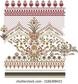 Seamless Embroidery Lace Border Design Indian Stock Illustration