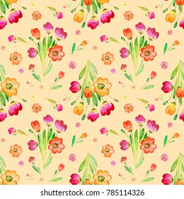 Flower Pattern Endless Background Seamless Stock Vector Royalty Free