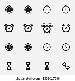 Set Clocks Flat Black White Vector Stock Vector Royalty Free