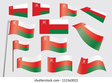 Set Oman Flags Banners Banners Symbols Stock Vector Royalty Free