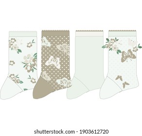 Baby Socks Design Set Socks Pattern Stock Vector Royalty Free