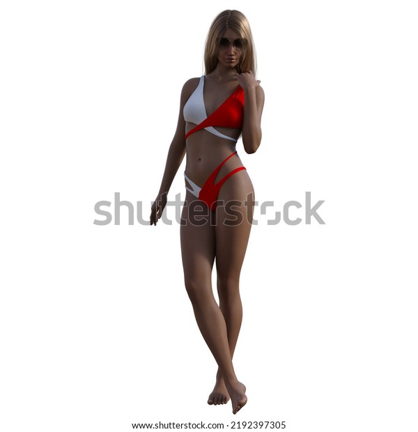 Sexy Bikini Woman D Illustration Stock Illustration