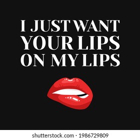 Sexy Female Lips Red Lipstick Text Stock Illustration