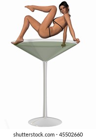 Sexy Girl Posing Martini Glass Stock Illustration 45502660 Shutterstock