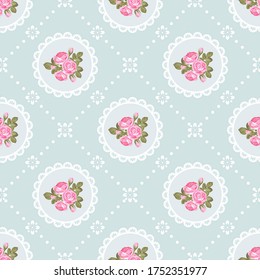 Shabby Chic Rose Seamless Pattern On Stock Vektorgrafik Lizenzfrei