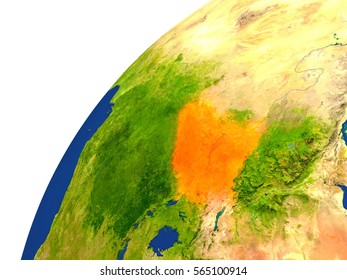 South Sudan Highlighted Red Seen Earths Stock Illustration 565100914