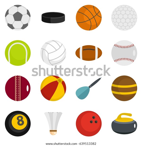 Sport Balls Icons Set Flat Style Stock Illustration