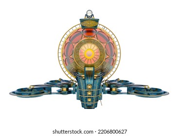 Steam Punk Airship White Background D Stock Illustration