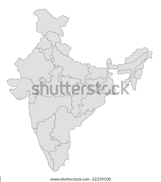 Stylized Map India Light Grey Tone Stock Illustration