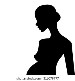 Pregnant Naked Woman Silhouette Illustration