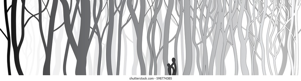 Vector Stylized Tree Silhouettes Tree Horizontal Stock Vector Royalty