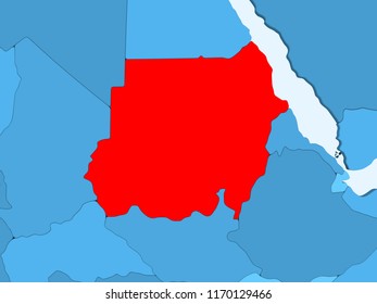 Sudan Red On Blue Political Map 스톡 일러스트 1170129466 Shutterstock