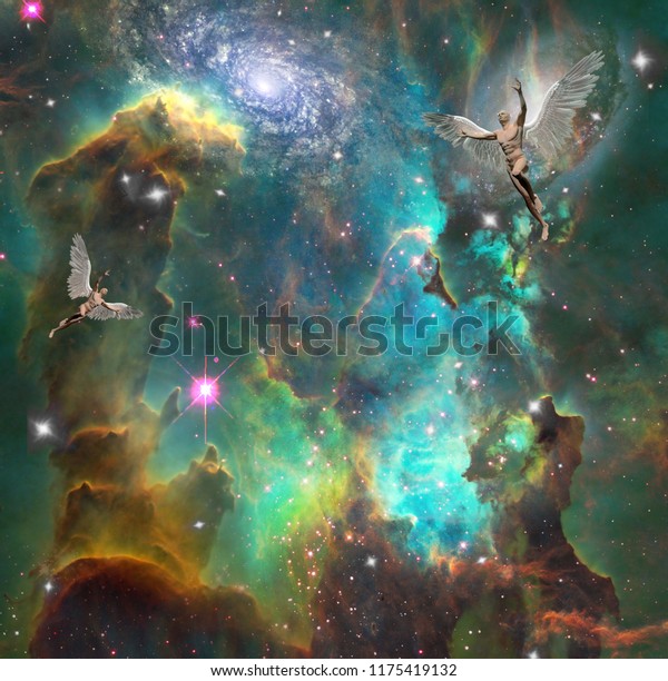 Surrealism Naked Men Wings Symbolizes Angels Stock Illustration Shutterstock