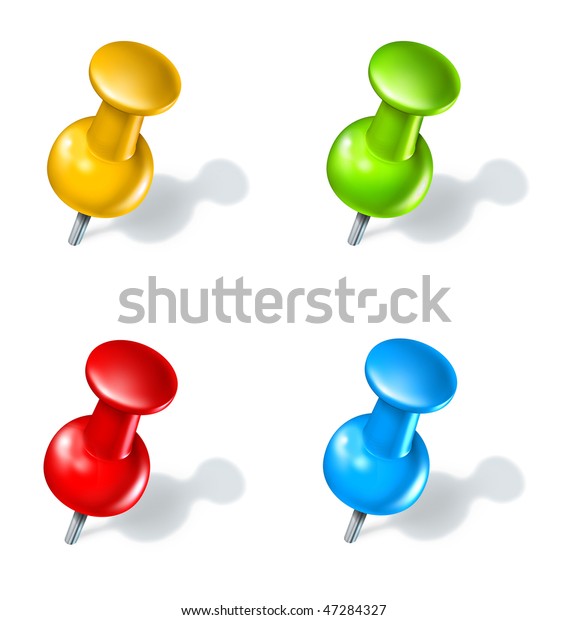 Thumb Tack Push Pin Multicolor Options Stock Illustration 47284327