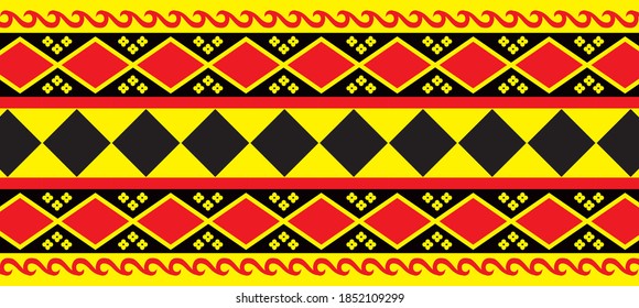 Vektor Stok Nias Tribal Cloth Distinctive Yellow Red Tanpa Royalti