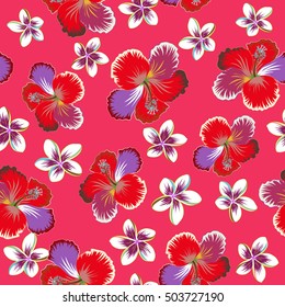 Tropical Floral Seamless Pattern Multicolor Plumeria Stock Illustration