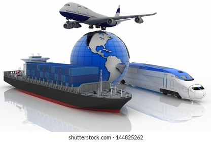 Types Transport Transporting Loads 3d Illustration Stock Illustration