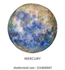 Watercolor Abstract Mercury Planet Hand Painted Stock Illustration