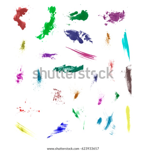 Watercolor Splashes Set Watercolor Stains Paint Stock Illustration