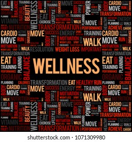 Wellness Word Cloud Fitness Sport Health Stock Illustration