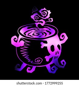 Witch Cauldron Boiling Potion Hand Drawn Stock Vector Royalty Free