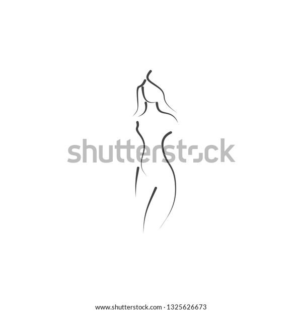 Woman Body Nude Line Illustration Stock Illustration