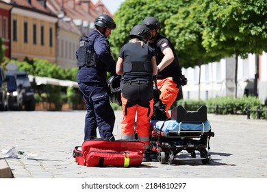 Wroclaw Poland Rescue Operation Providing Stock Photo