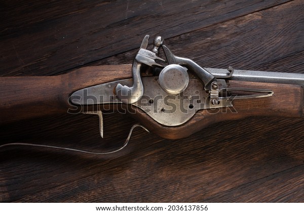 Th Century Ancient Flintlock Musket Powder Stock Photo