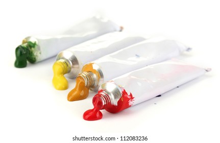 Abstract Acrylic Paint Tubes Isolated On Stock Photo