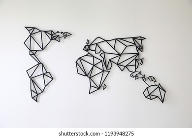 Abstract Map World Connected Triangular Shapes Stock Photo