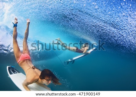 Active Girls Bikini Action Surfers Surf Stock Photo Edit Now