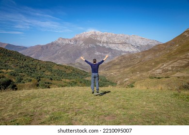 Adult Man Stands On Top Mountain Stock Photo Shutterstock