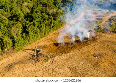 Aerial View Deforestation Rainforest Being Removed Stock Photo