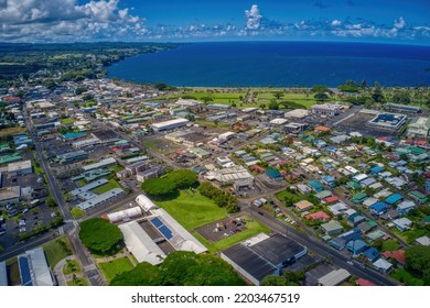 Aerial View Downtown Hilo Hawaii During Stock Photo