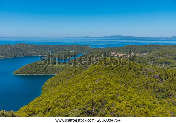 Aerial View Veliko Jezero Mljet National Stock Photo