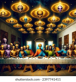 Last Supper Trippy Skulls Skeletons Instead AI Generated Image