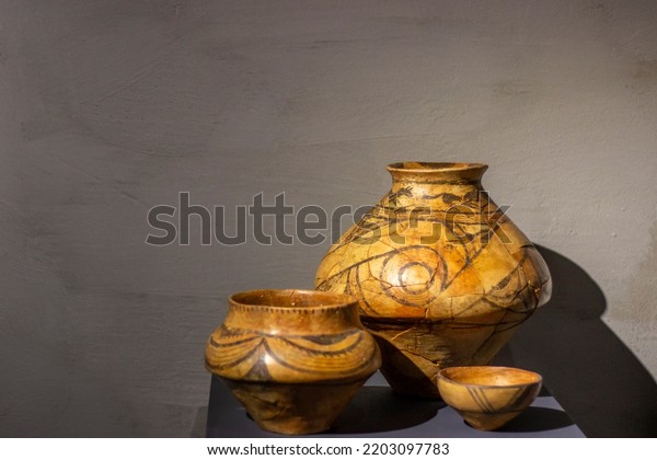 Ancient Ceramic Vases Museum Exhibits Museum Stock Photo